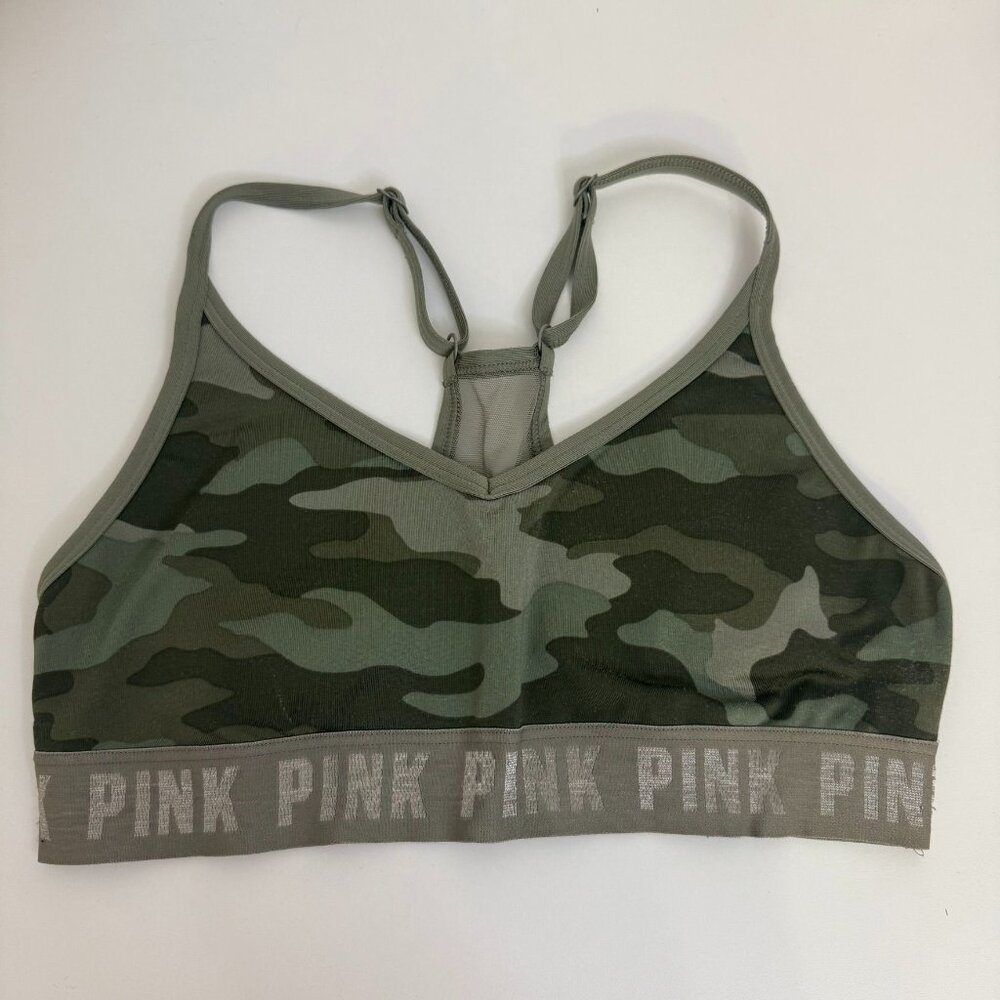 Pink Victorias Secret Ultimate Lightly Lined Camo Sports Bra S Green